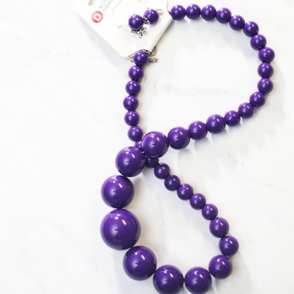 Bead necklace and earrings PURPLE! - Picture 2 of 7